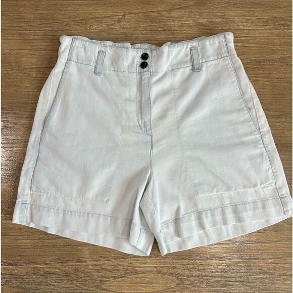Proenza‎ Schouler Chambray High Waist Shorts size 8 Elastic Waistband - Picture 5 of 15